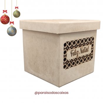 Caixa 15 X 15 X 15 Panetone Feliz Natal Rendada