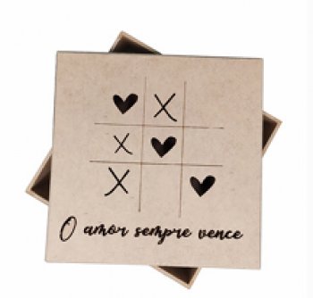 CAIXA 15 X 15 X 5 O AMOR SEMPRE VENCE - JOGO DA VELHA