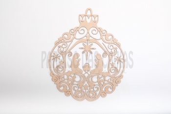 Mandala De Natal Presepio 37 Cm - Mdf 3mm