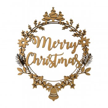 GUIRLANDA EM MDF MERY CHRISTIMAS FOLHAS